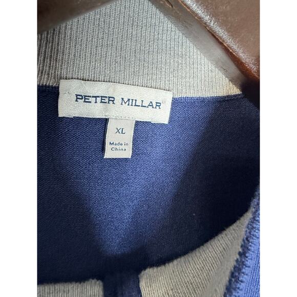 Peter Millar Whitaker Quarter-Zip Sweater Blue Men's XL Preppy - Picture 7 of 10